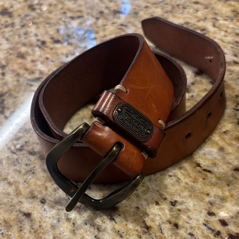 Fossil Men's Tan Leather Belt